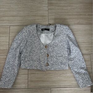 Zara Tweed Jacket with Gold Accents